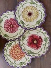 4 Hand Hooked Floralrug Chair Pads Vtg 100  Wool 14    Cottage Granny Core Shabby