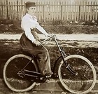 Antique Woman Early Bicyclist Photo  White Tires On Really Early Bike 