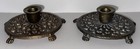 Htf  Antique Pair Of Victorian Solid Brass Candle Holders W Lion Paw Feet 5 5   rd