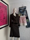 Nanette Lepore Skirt Suit Brown Velvet Jacket Midi Size S m Wool Blend 90s Y2k