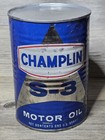 Vtg Champlin S-3 Motor Oil Tin Metal Quart Can 1950s 60s Gas Racing Garage Old
