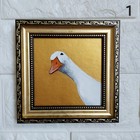 White Goose Painting Original Miniature Geese Artwork Bird Picture Golden Framed