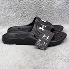 Under Armour Locker Iv Slides Mens Size 11 Sandals Shoes Black White 3023758-001