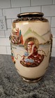 Early 20th Century Japan Porcelain Satsuma Vase  12  Raised Figures