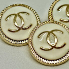 10 White And Gold Chanel Buttons Cc Logo Metal 20mm Vintage  lg063 