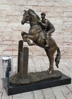 Vintage Style Jockey Horse Racing Bronze Sculpture Art Statue Figure Figurine