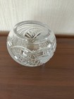 Vintage Cut Crystal Globe Bowl Vase   Round Small Flower Vase 4 1  Clear Glass
