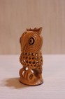 Vintage Hand Carved Wooden Owl Figurine With Baby Owl Inside 3    Artisan Souvenir