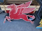 Vintage Large Mobil Mobilgas Pegasus Gas Oil Auto Service Station Porcelain Sign