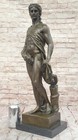 Greek Roman God Apollo Bronze Statue With Lyre Signed Fisher Mythical Home Deco
