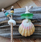 Sunrise Shell   Sea Glass Necklace Braid Beach Aloha Gift Puka Pecten Langfordi