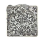Italian Antique Etched Ornate 800 Silver Powder Makeup Compact