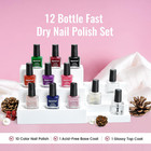 12 Pcs Nail Polish Set With 10 Colour Combo  2 Pcs Base And Top Coat fast Drying