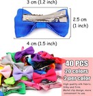 40pcs Christmas Dog Bows Small Bowknot Hair Clips For Pets Party Accessories