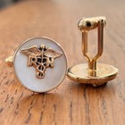 Vintage Swank Cufflinks Rn Caduceus Nurse Gold Tone Metal Mother Of Pearl