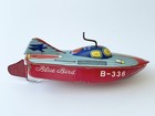 Vtg Mechanical Blue Bird B-336 Tin Litho Speed Boat Japan Missing Propeller