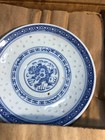 Vintage Chinese Blue   White Porcelain Rice Eye Grain 6 Tea Cups   Saucers Set