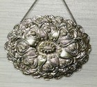 Vintage 900 Silver Repousse Floral Wedding Mirror Turkish Ornate Scalloped Oval