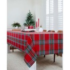 Solino Home Rectangle Linen Tablecloth For Christmas Party  Madras Holiday Plaid