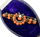 Antique Mid Victorian Rare Coral Genuine Pearl Fab Brooch Old Estate Corals