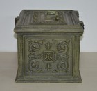 Vintage 1960s Max Klein Green Plastic Faux Wood Sewing Box Avocado Green Box