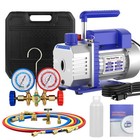 Air Vacuum Pump Hvac Refrigeration Ac Manifold Gauge Set Kit R134a R22 R12 R502
