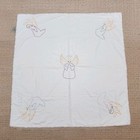 Vintage Hand Embroidered Baby Crib Quilt Blanket White 42  X 42  Little Angel