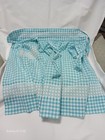 Vintage Half Apron Blue   Orange Gingham Embroidered Lot One Pocket Granny Core
