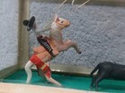 Miniature Horse Mexican Cowboy Caballero Lasso Bull Steer Diorama 4  X 2 5  Box