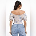Wilfred Aritzia Smocked Floral Puff Sleeve Crop Top Size S