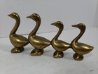 Vintage 4 Ducks In A Row Geese Solid Brass Figurine