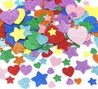 320 Pieces Glitter Foam Heart Stickers Colorful Foam Star Stickers Self Adhesive