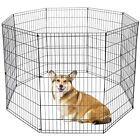 42  8 Panels Dog Playpen Pet Fence Crate Cage Kennel Metal Exercise Pen Foldable