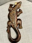 Wooden Gecko Lizard Wall Hanging 12  Wood Carving Wall Ornament New