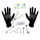 Professional Piercing Kit 12 Pieces For Belly Tongue Nipple Lip Nose 18g 16g 14g