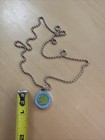 Surfing Pendant St Christopher Protect Me Blue Green Medallion Coin 3 4  Shallow