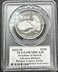 2022-w 1 Oz Platinum Eagle Pr 70 Pcgs   Advance Release Reagan Freedom Of Speech
