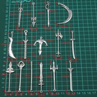 Diy Knight Sword Charms Antique Metal Knife Pendants Jewelry Making Craft 10pcs