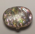 Vintage Mexico Sterling Silver   Abalone Pill trinket Box
