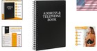 Address Telephone Book  8x5-inch  Black  Spiral-bound  384 Contacts  Organizer F