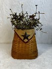 Primitive Star-accented Wicker Basket With Faux Pip Berry Rustic Home D  cor 
