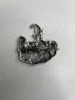 Vtg Jj Jonette Pewter Moon Lady Brooch Artifacts Stars Cloud Angel Rhinestones