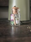 Handmade Glass Jar Necklace With Mini Yarn Skeins And Mini Crochet Hook  New
