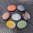7 Pieces Natural Chakra Stones Set Reiki Healing Crystal Engraved Chakra Symbols