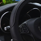 1pc Embossed Faux Leather Steering Wheel Cover For 14 5-15in Wheels - New