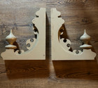 Pair Antique Gingerbread Wooden Corbels Architectural Millwork Drop Finials 13 