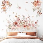  Hanging Flower Vine Wall Stickers Boho Floral Leaves Peel And Stick Wall Art 