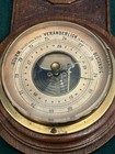 Antique Weather Station German Barometer Thermometer In Carved Wood Untested