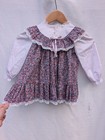 Rare Vintage Bryan Lavender Bergundy Lace Ruffle Floral Dress Toddler 3t Cottage