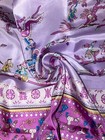 Vintage Purple Silk Scarf With Asian-inspired Print